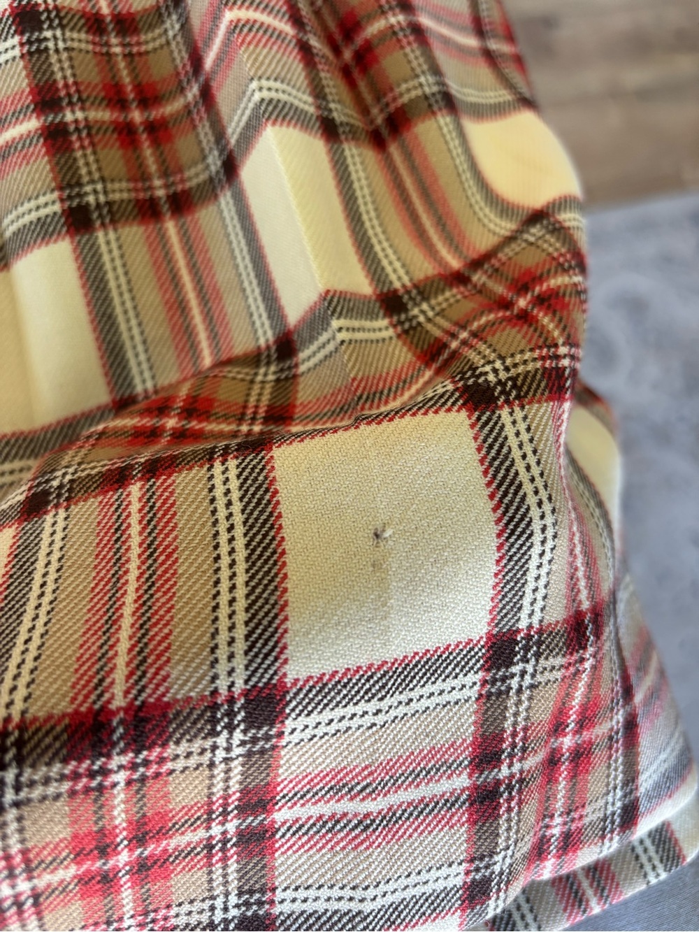 Vintage Pendelton 100% Wool Pleated Midi Skirt Cream Red Tartan Plaid 16 - Picture 7 of 8